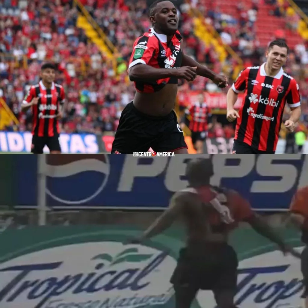 Joel Campbell imitando el festejo de Erick Scott. (Foto: @FutbolCentroame)
