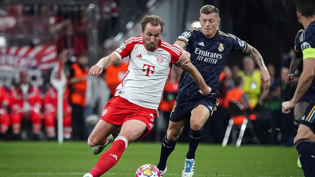 La ida entre Bayern de Múnich y Real Madrid quedó 2-2: los goles fueron de Vinícius Jr., por partida doble; y Leroy Sané y Harry Kane, respectivamente. (Foto: FC Bayern)