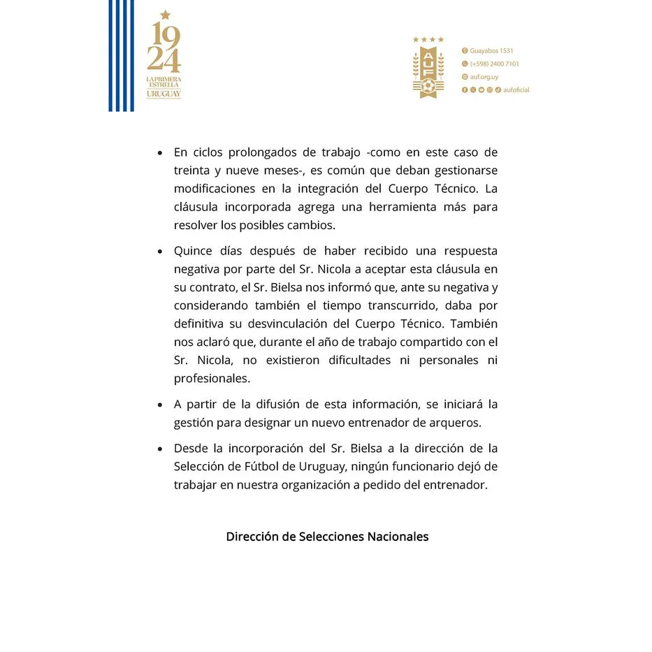 Comunicado oficial (Foto: AUF)