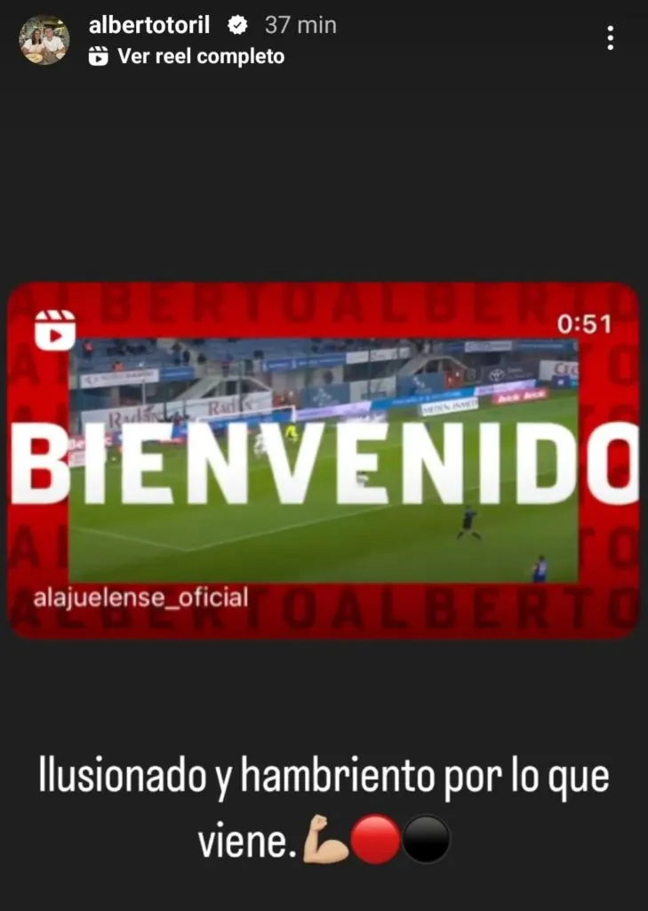 La publicación de Alberto Tonil en sus redes sociales.