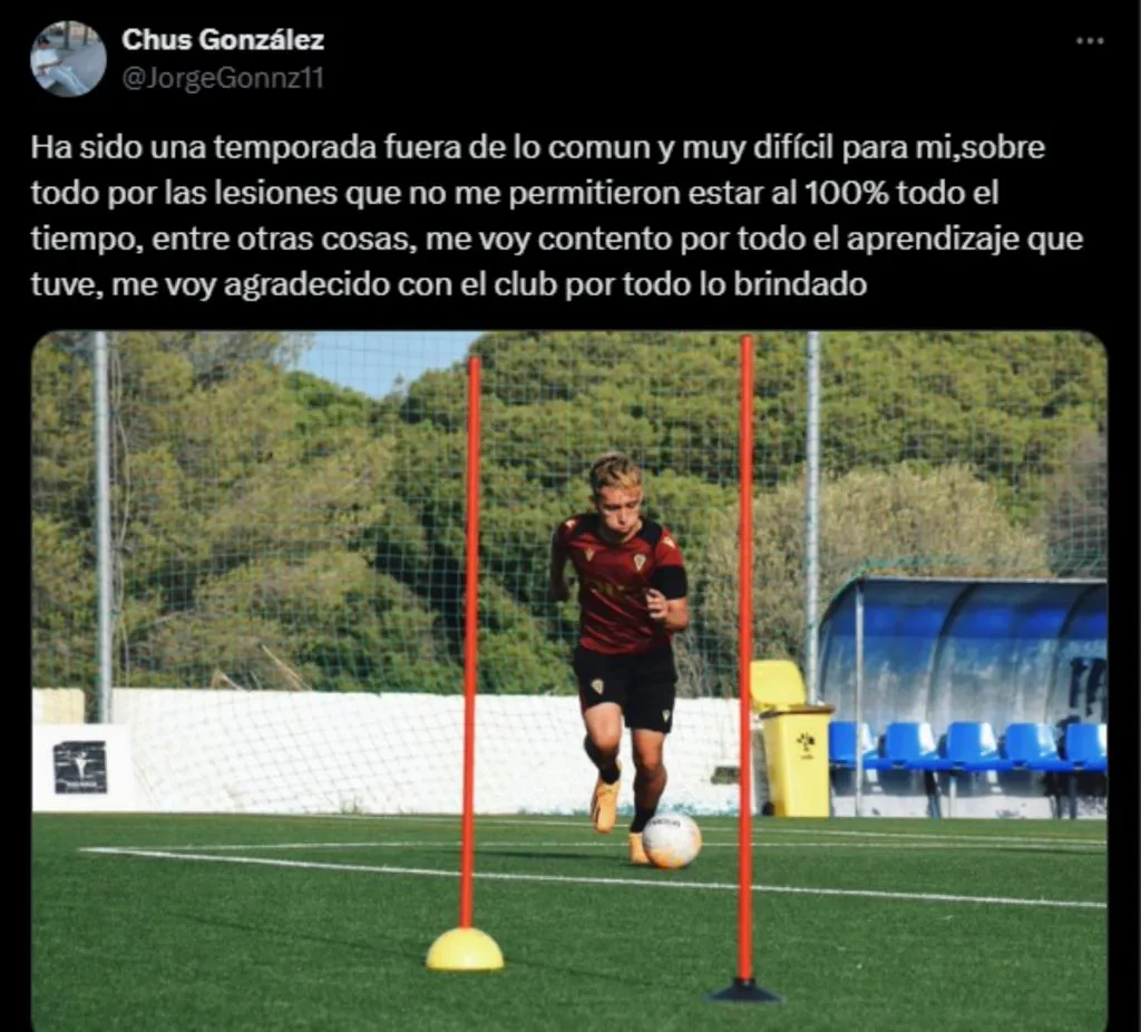 La publicación de Chus González en sus redes sociales.