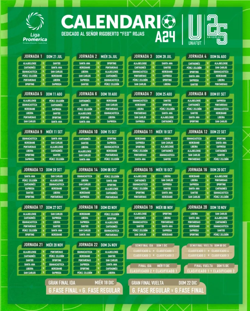 Este es el calendario completo del Torneo Apertura 2024. (Foto: UNAFUT)