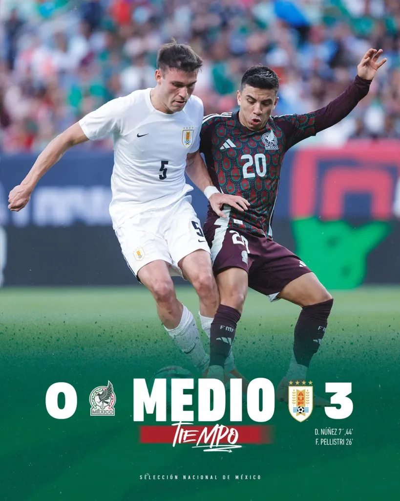 Selección México fue derrotada ante Uruguay / X