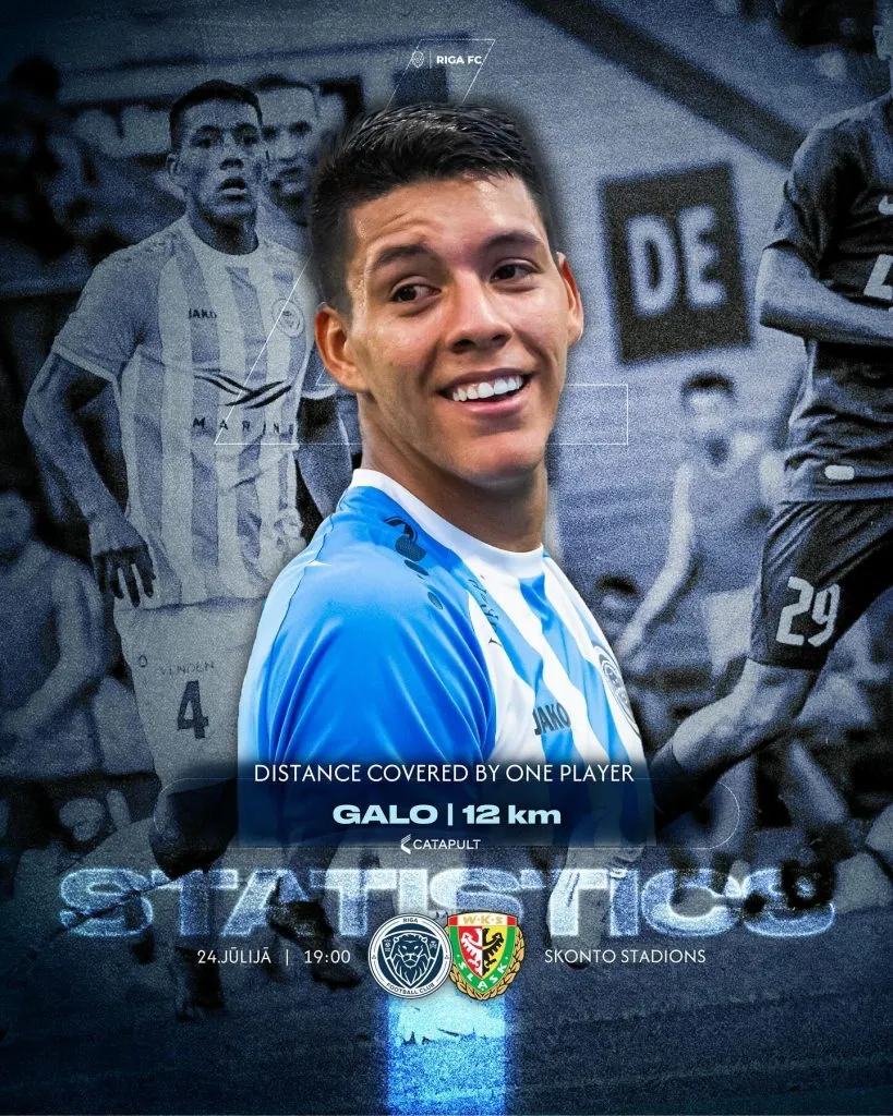 Galo cubrió 12 kilómetros en el partido ante Silesia Breslavia (Riga FC).
