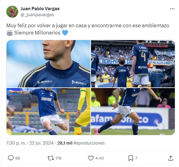 El mensaje de Vargas a toda su afición. (Twitter)