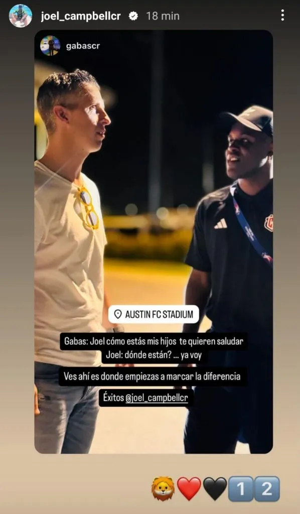 El mensaje de gabas para Campbell. (Instagram)
