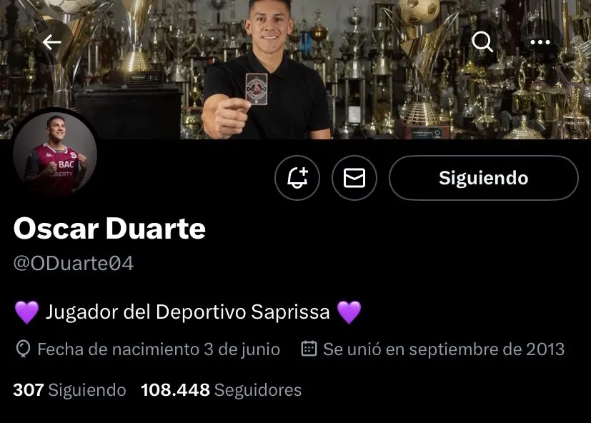 El después de Óscar Duarte, ya todo morado.