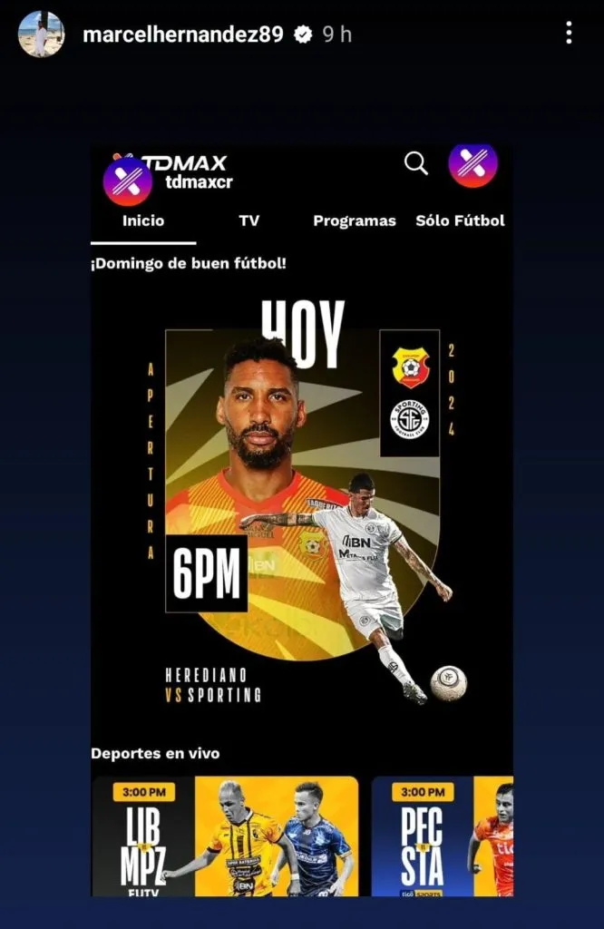 Hernández subió el anuncio del partido con su cara una vez que ya no había jugado.