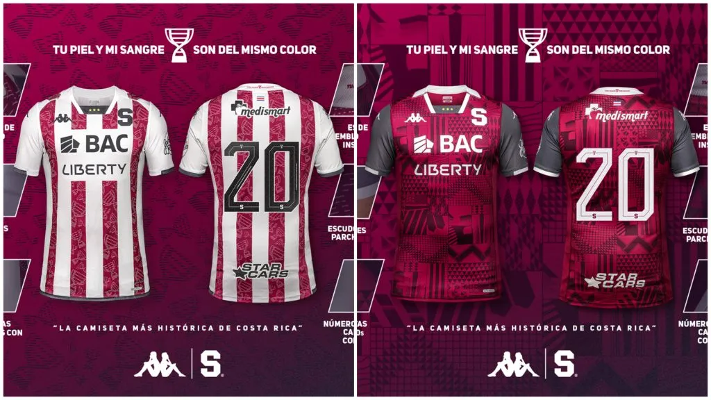 Las dos camisetas que presentó Saprissa.