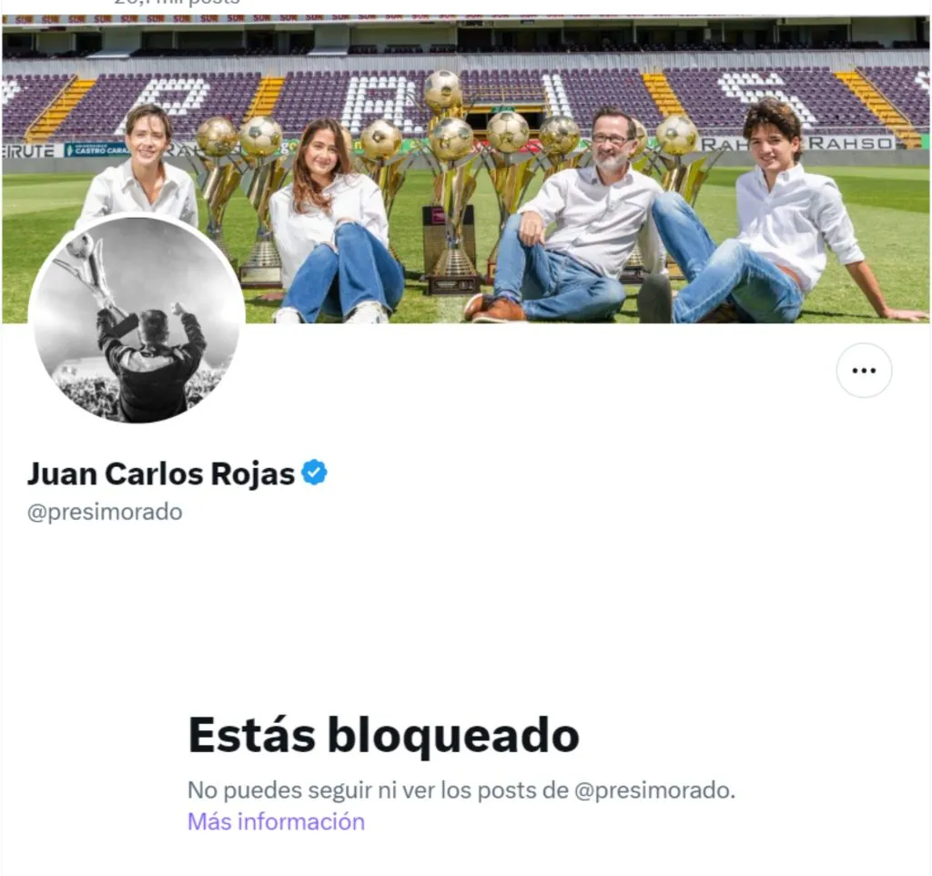 Juan Carlos Rojas bloqueó a un aficionado que lo criticó.