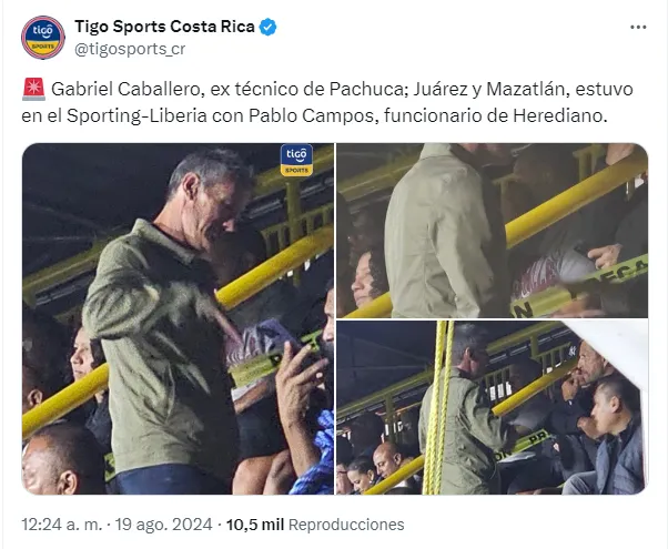 Caballero, viendo al próximo rival de Herediano. (Twitter)