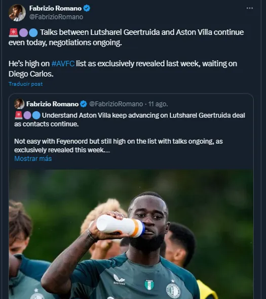 Fabrizio Romano en su cuenta oficial de X.