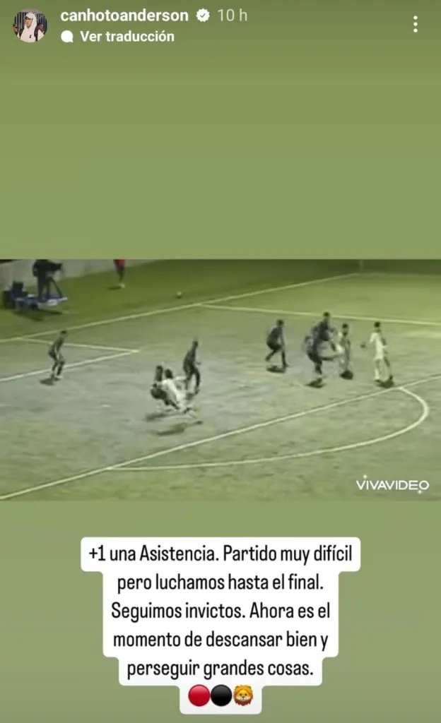 El mensaje que mandó Canhoto en sus redes sociales. (Instagram)