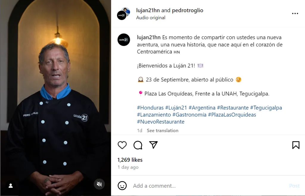 Pedro Troglio y el anuncio en su cuenta de Instagram @pedrotroglio
