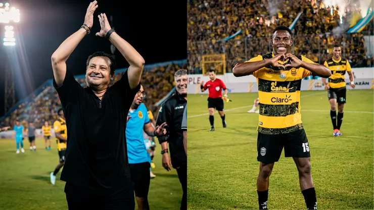 Jeaustin Campos y Dixon Ramírez festejan tras la victoria ante Olimpia.