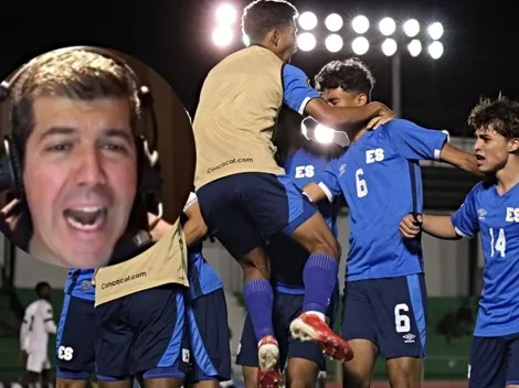 La celebración de Fernando Palomo tras el triunfo de El Salvador