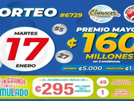 ◉ Chances de Costa Rica de HOY: sorteo, resultados y números ganadores del martes 17 de enero | Lotería Costa Rica Premio Mayor ¢160 millones