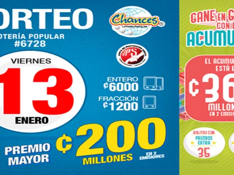 ◉ Chances de Costa Rica de HOY: sorteo, resultados y números ganadores del viernes 13 de enero | Lotería Costa Rica Premio Mayor ¢200 millones