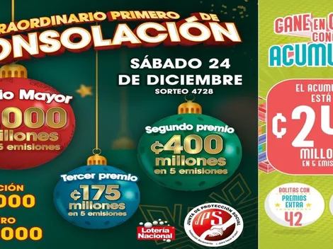 ◉ Sorteo Extraordinario Primero de Consolación de Costa Rica: sorteo, resultados y números ganadores del sábado 24 de diciembre | Lotería Costa Rica Premio Mayor ¢2.000 millones
