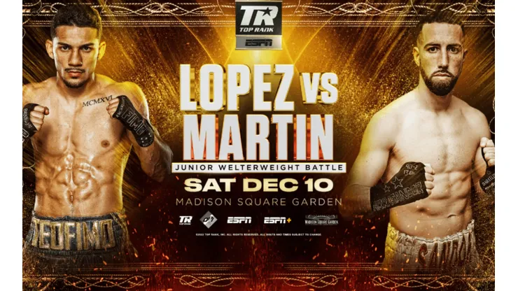 Teófimo López vs. Sandor Martin: cuándo, a qué hora y por qué canal de TV y streaming ver hoy la pelea EN VIVO en Centroamérica.