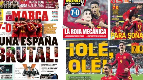 Los diarios españoles se dieron gusto titulando el aplastante triunfo ante Costa Rica