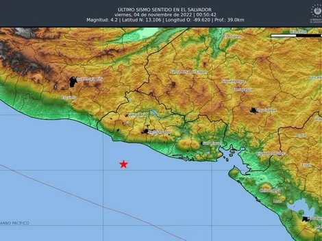 Dónde fue el epicentro del temblor de hoy, 4 de noviembre, en El Salvador