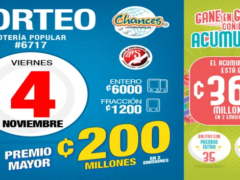 ◉ Chances de Costa Rica de HOY: sorteo, resultados y números ganadores del viernes 4 de noviembre | Lotería Costa Rica Premio Mayor ¢160 millones