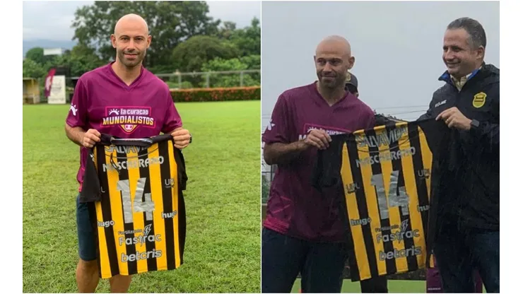 Real España le obsequia camisola a Javier Mascherano