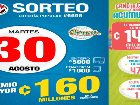 ◉ Chances de Costa Rica: números ganadores de HOY, martes 30 de agosto