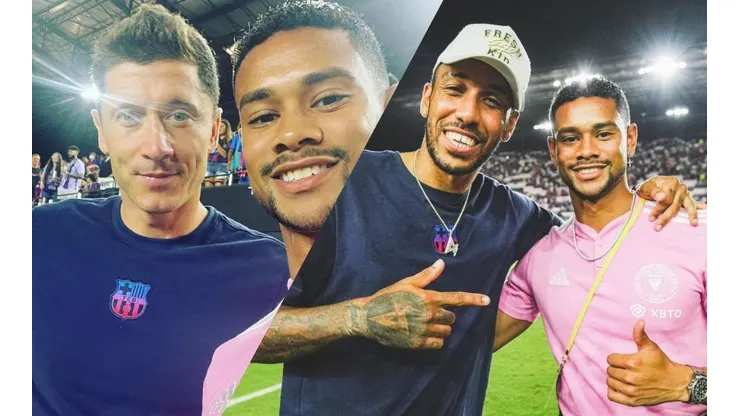 ¡Lewandowski, Agüero, Aubameyang y más! Ariel Lassiter presume fotos con figuras del Barcelona.
