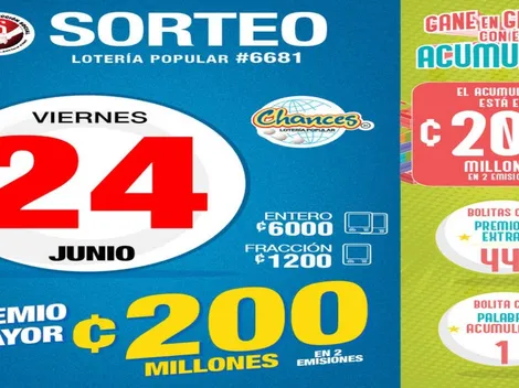◉ Chances de Costa Rica de HOY: sorteo, resultados y números ganadores viernes 24 de junio | Lotería Costa Rica Premio Mayor ¢200 millones