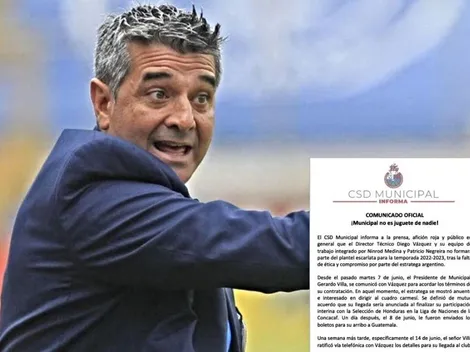 Oficial: Municipal se pronunció tras el abandono de Diego Vázquez