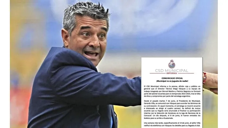 Municipal se pronunció tras la llegada de Diego Vásquez a Honduras
