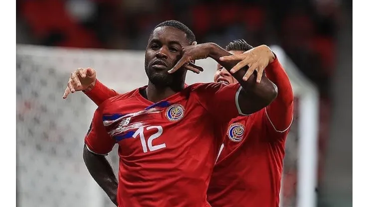 Joel Campbell celebrando su anotación ante Nueva Zelanda (Fedefut CRC)