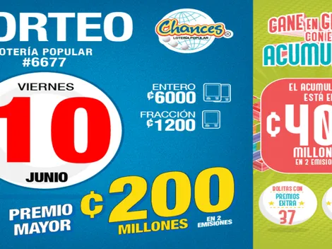 ◉ Chances de Costa Rica de HOY: sorteo, resultados y números ganadores viernes 10 de junio | Lotería Costa Rica Premio Mayor ¢200 millones