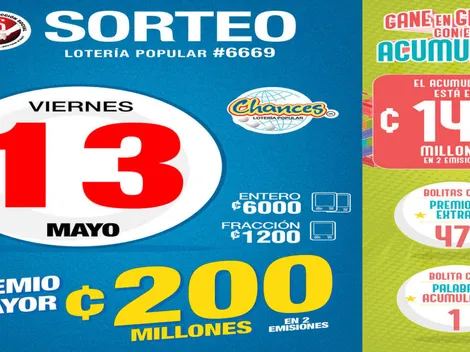 ◉ Chances de Costa Rica de HOY: sorteo, resultados y números ganadores viernes 13 de mayo | Lotería Costa Rica Premio Mayor ¢200 millones