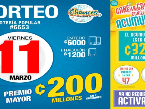 ◉ Chances de Costa Rica de HOY: sorteo, resultados y números ganadores viernes 11 de marzo | Lotería Costa Rica Premio Mayor ¢200 millones