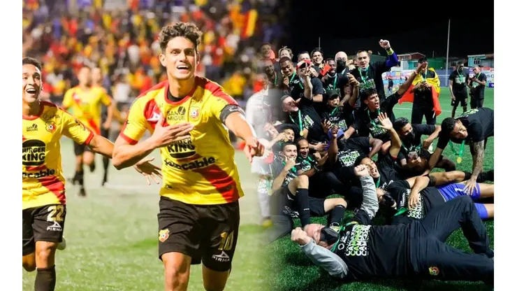 Jugadores de Herediano celebran la copa #29 en su Centenario.