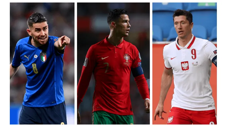 Jorginho, Cristiano Ronaldo y Robert Lewandowski, tres nominados al Balón de Oro que están en el repechaje y podrían perderse el próximo Mundial.