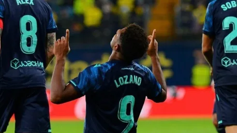 Choco Lozano celebra su gol (Cádiz CF)