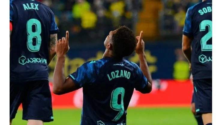 Choco Lozano celebra su gol (Cádiz CF)