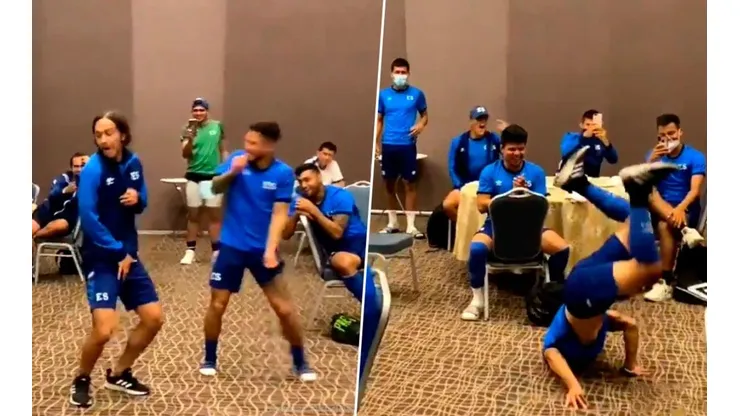 Los jugadores de El Salvador se ponen a bailar en la previa ante Honduras