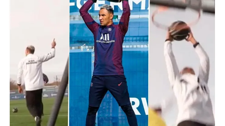 Keylor Navas se destaca jugando al baloncesto con sus compañeros del PSG