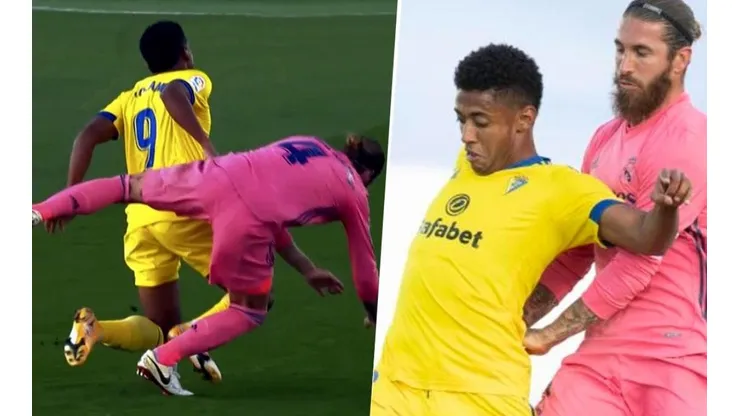 Real Madrid 0-1 Cádiz: Sergio Ramos propina terrible rodillazo al Choco Lozano y lo obliga a salir [VIDEO]