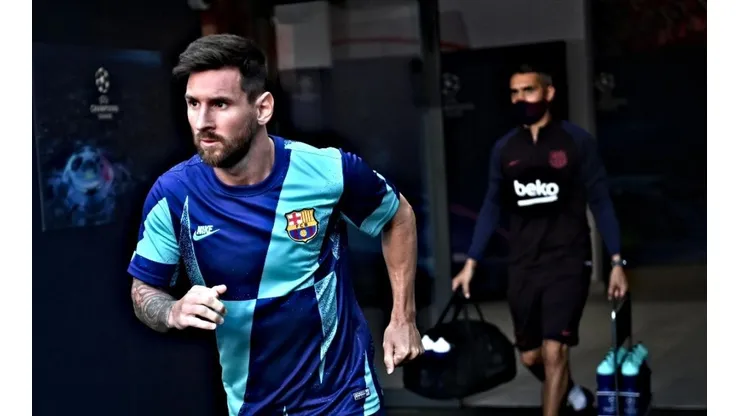 Lionel Messi entrenando con el Barcelona