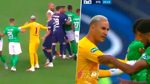 Keylor Navas se mete a evitar una riña entre Mitchel Bakker y Romain Hamouma