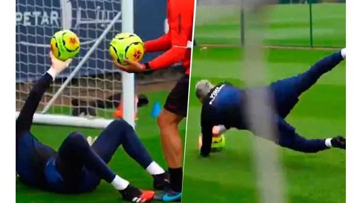 Keylor Navas durante su entrenamiento