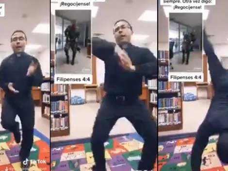 Sacerdote hace Tik-Tok bailando playero en honor a militar dado de baja