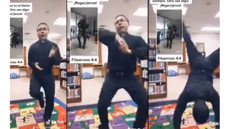 Sacerdote hace Tik-Tok bailando playero en honor a militar dado de baja