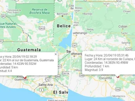 Se registraron dos temblores en Guatemala